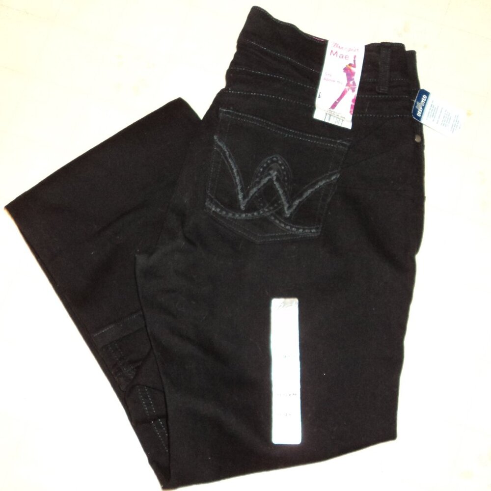 NWT Wrangler Mae Women's 11/12 x 34 Black Jeans Pants Bootcut Sits Above Hip